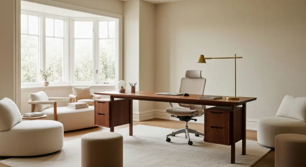 thuiswerkplek in woonkamer