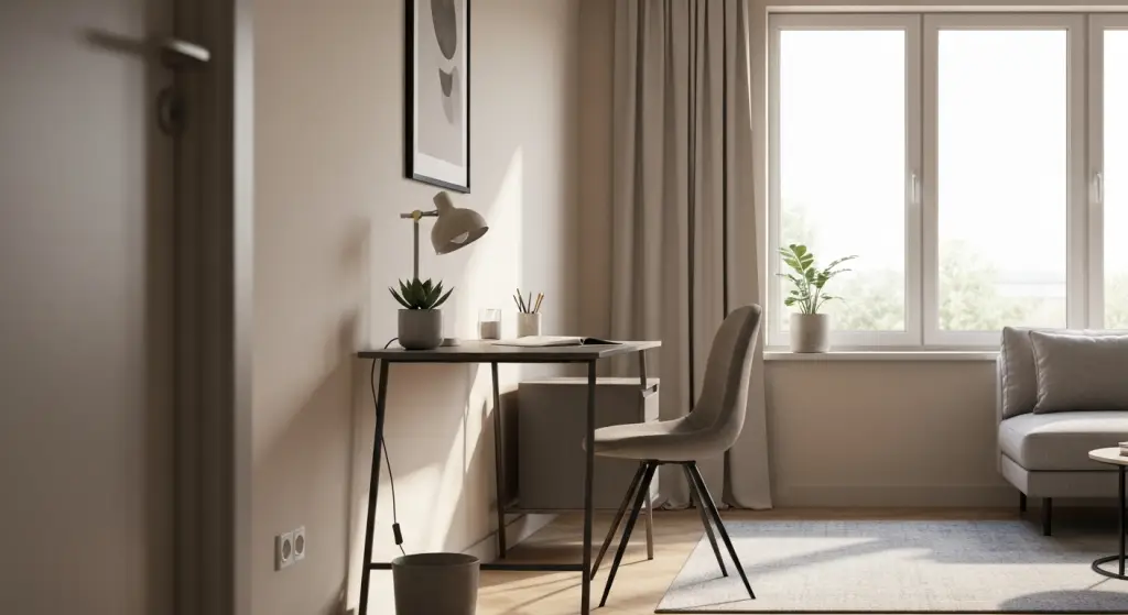 thuiswerkplek in woonkamer