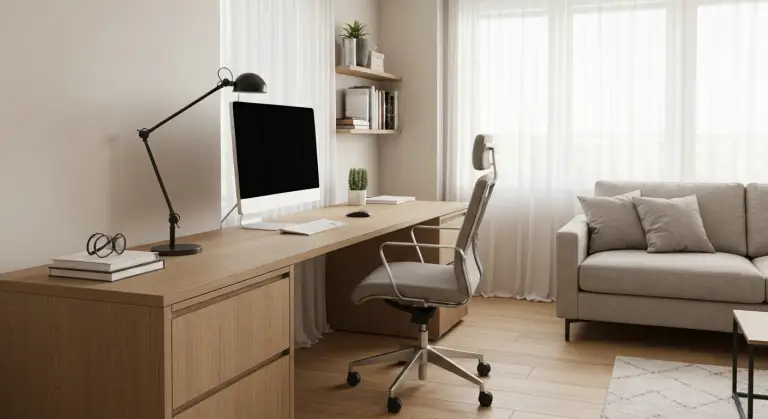 thuiswerkplek in woonkamer
